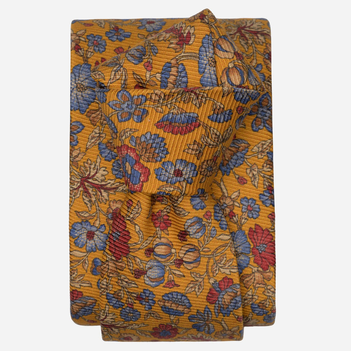 Amber Yellow Floral Madder Silk Tie