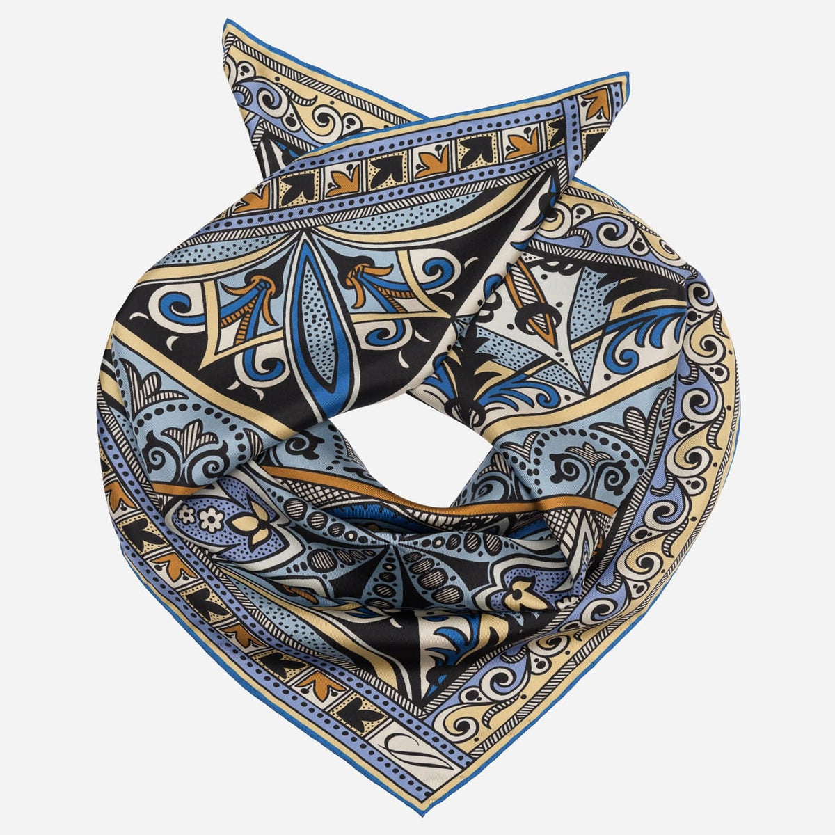 Blue Handrolled Italian Silk Neckerchief