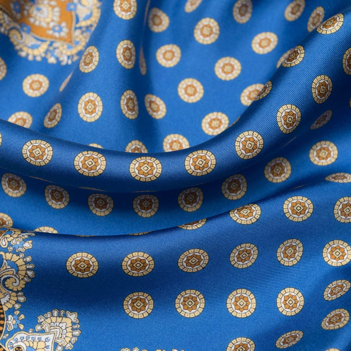 Blue Italian Silk Neckerchief Handrolled