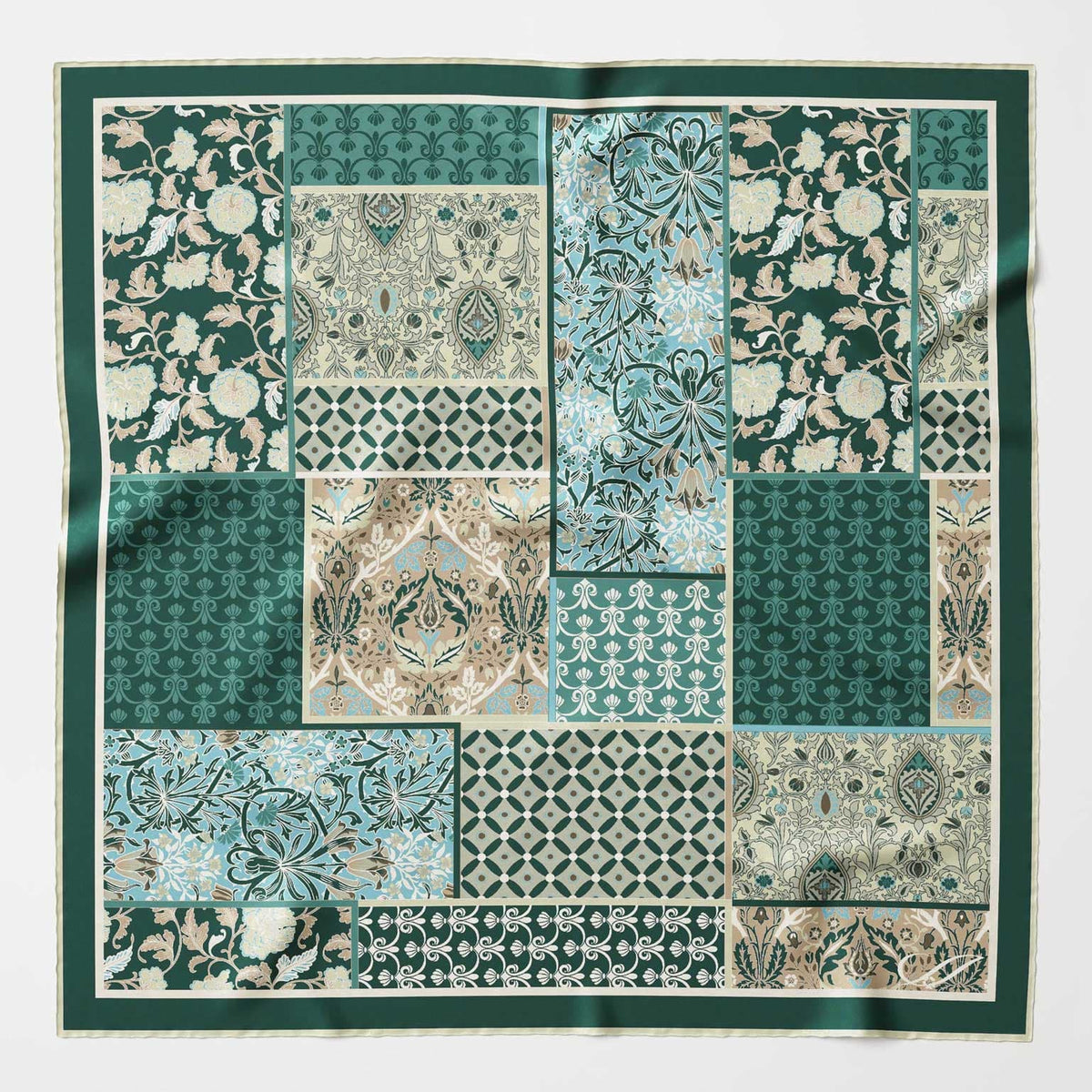 Green and Blue Italian Silk Neckerchief