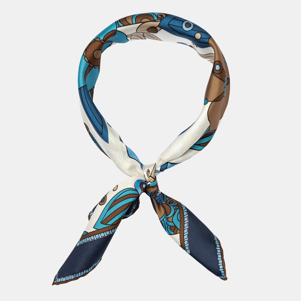 Blue Floral Italian Silk Neckerchief