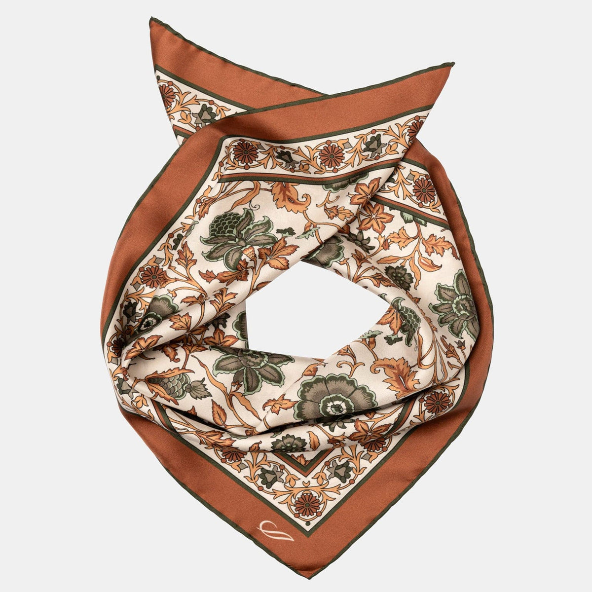 Terracotta Floral Italian Silk Neckerchief