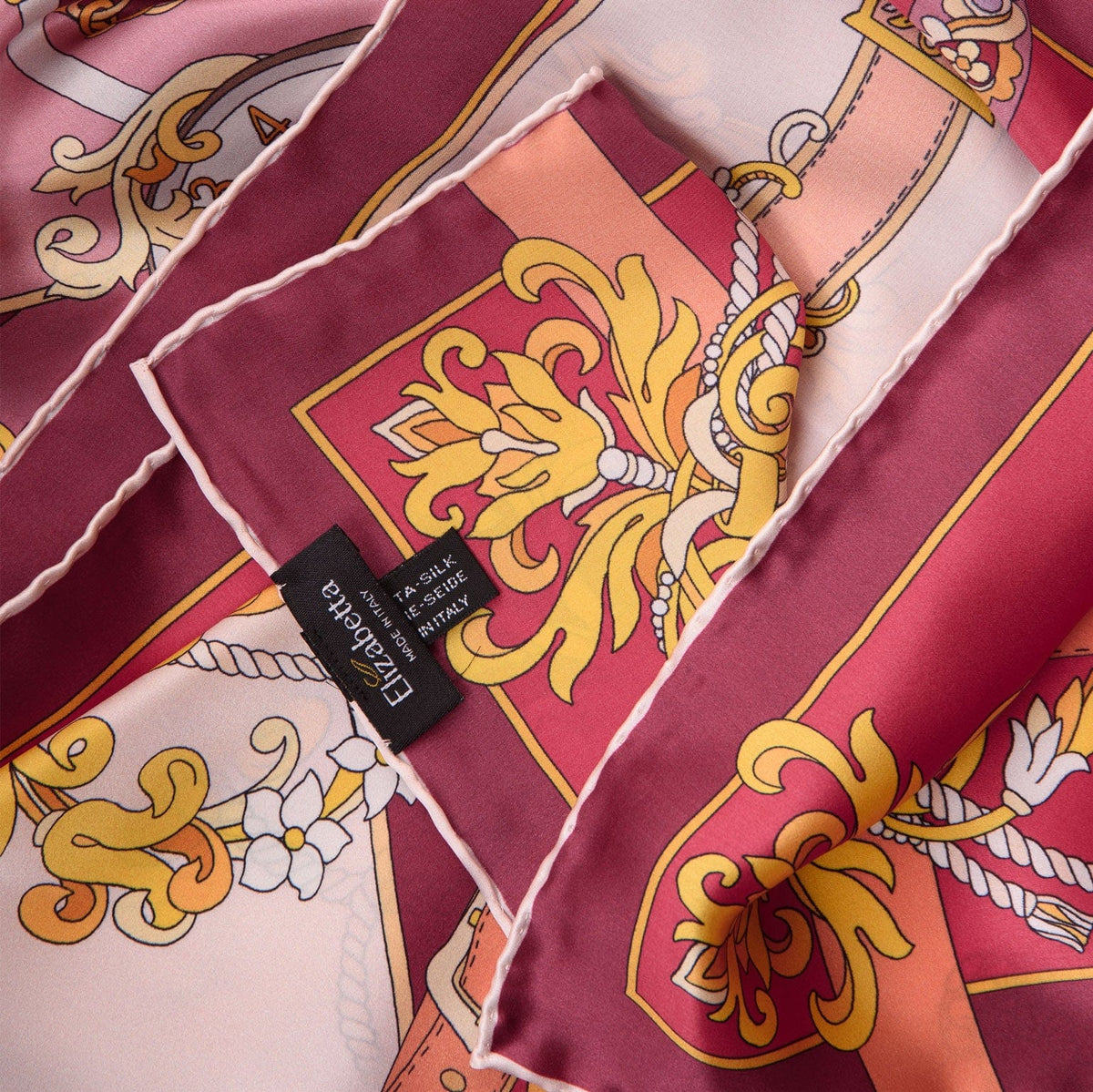 Magenta Pocket Watch Design Silk Square Scarf