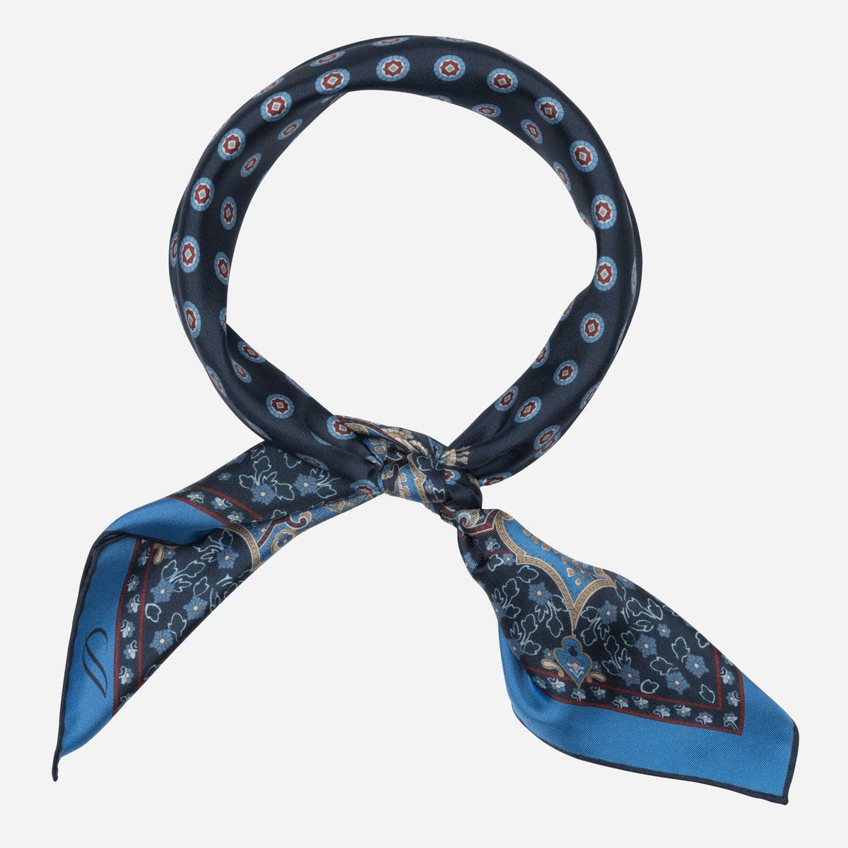 Navy Hand-Rolled Italian Silk Neckerchief