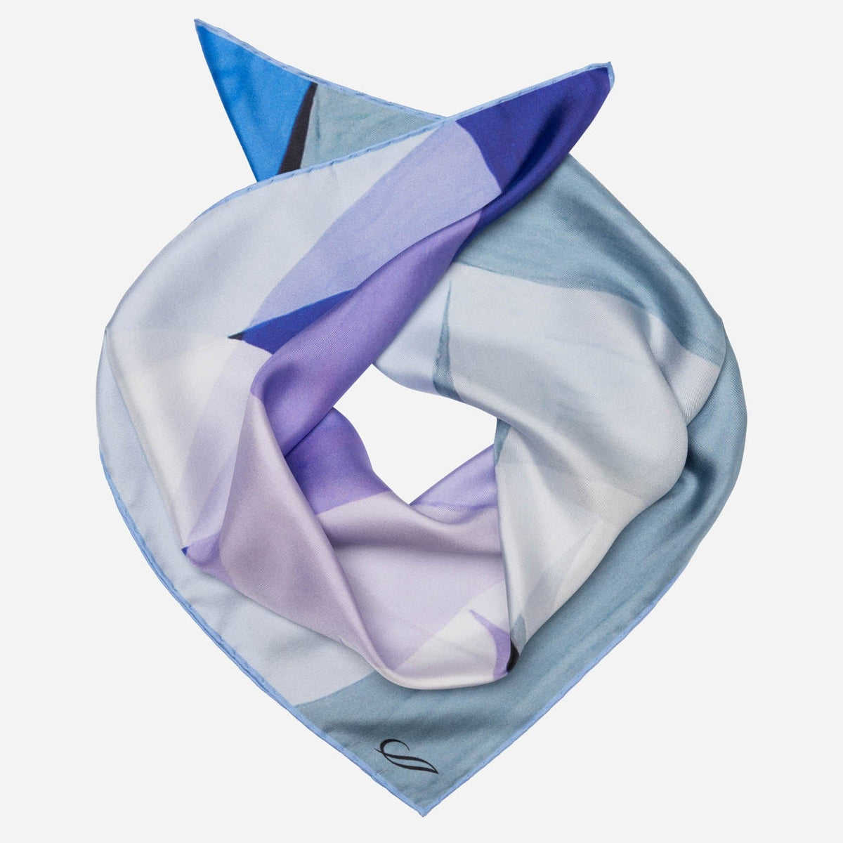 Blue Gray Violet Italian Silk Neckerchief