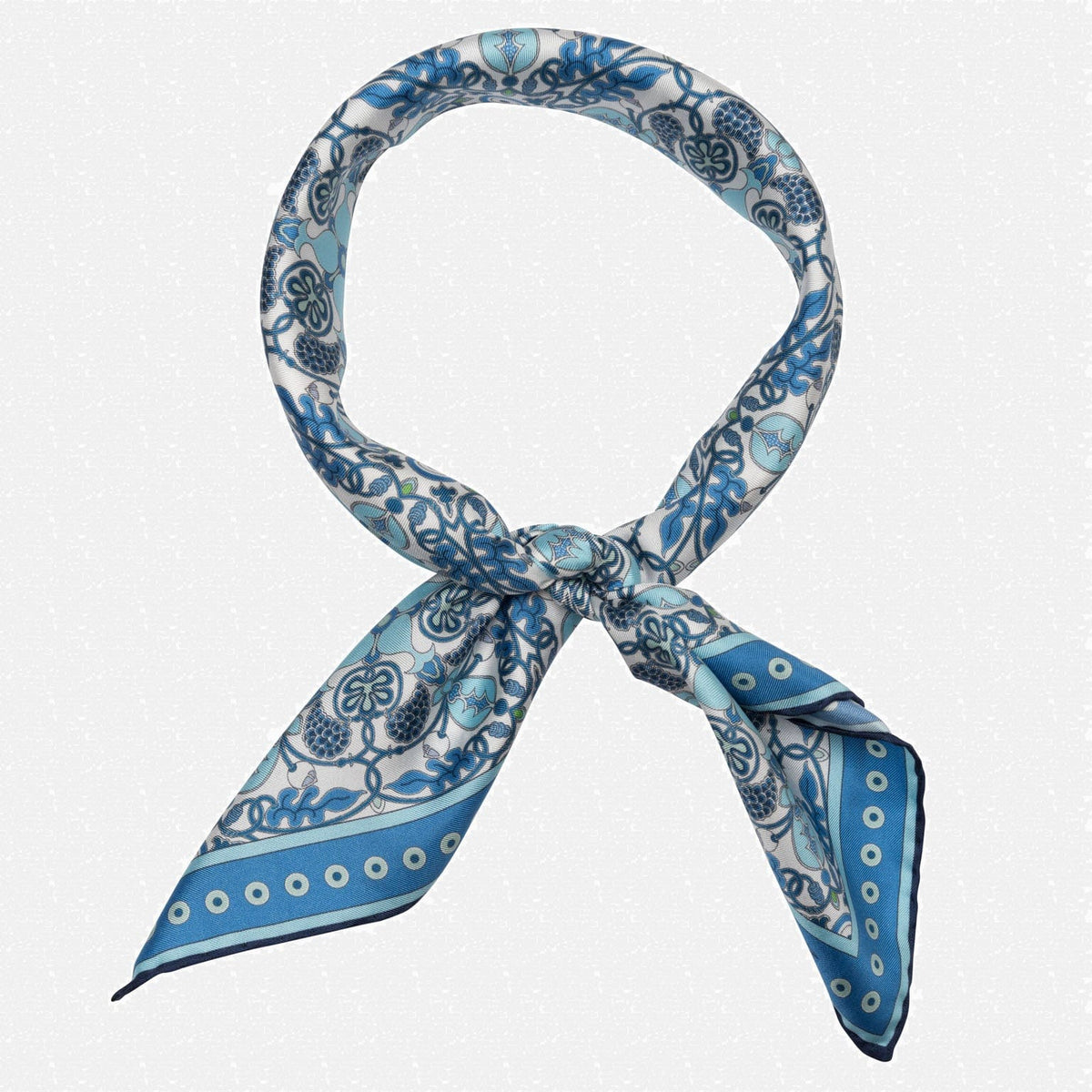 Blue Patterned Italian Silk Neckerchief