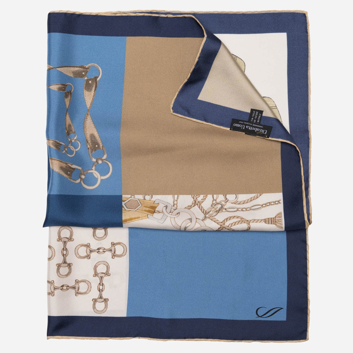 Blue Equestrian Italian Silk Neckerchief