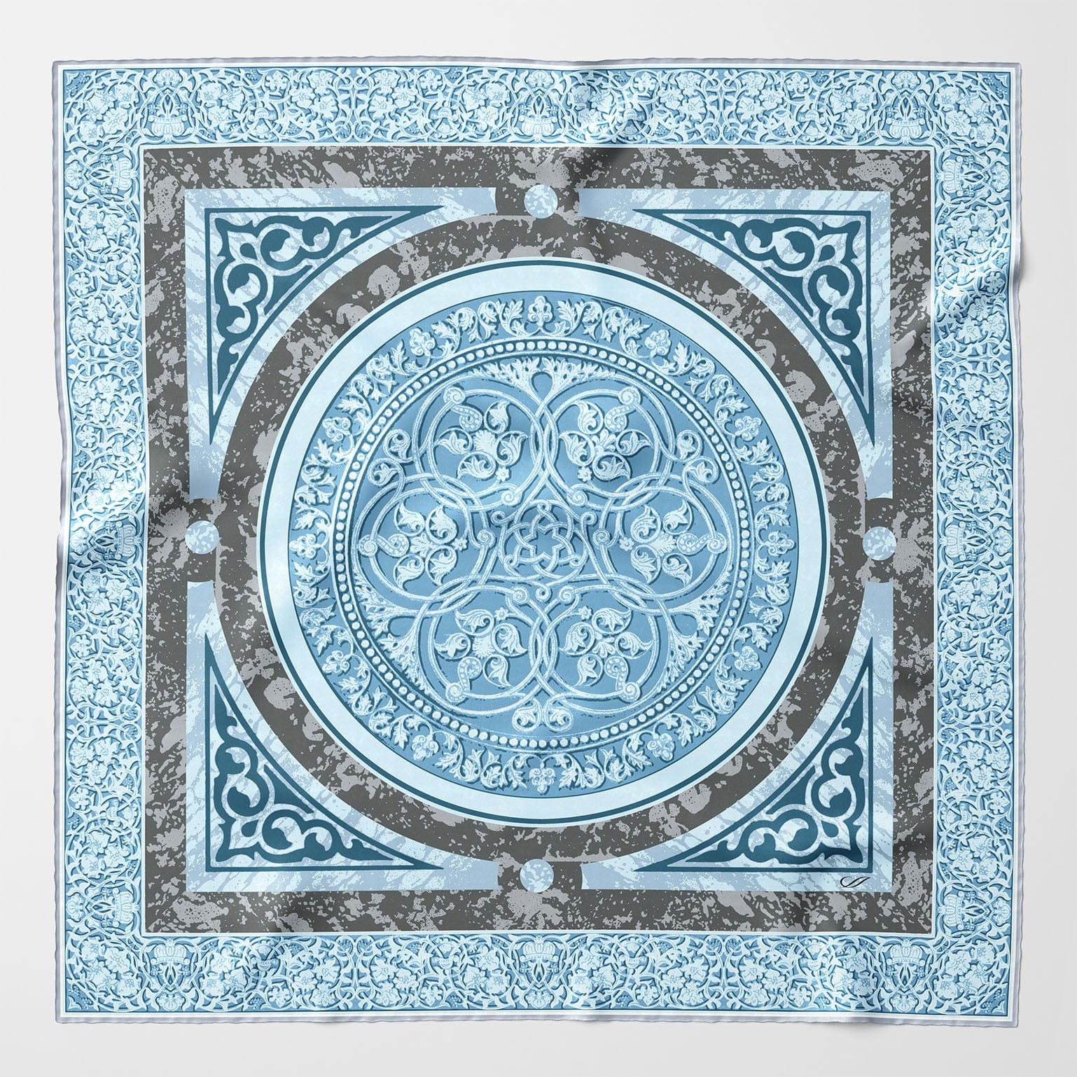 Italian Designer Blue Silk Neckerchief