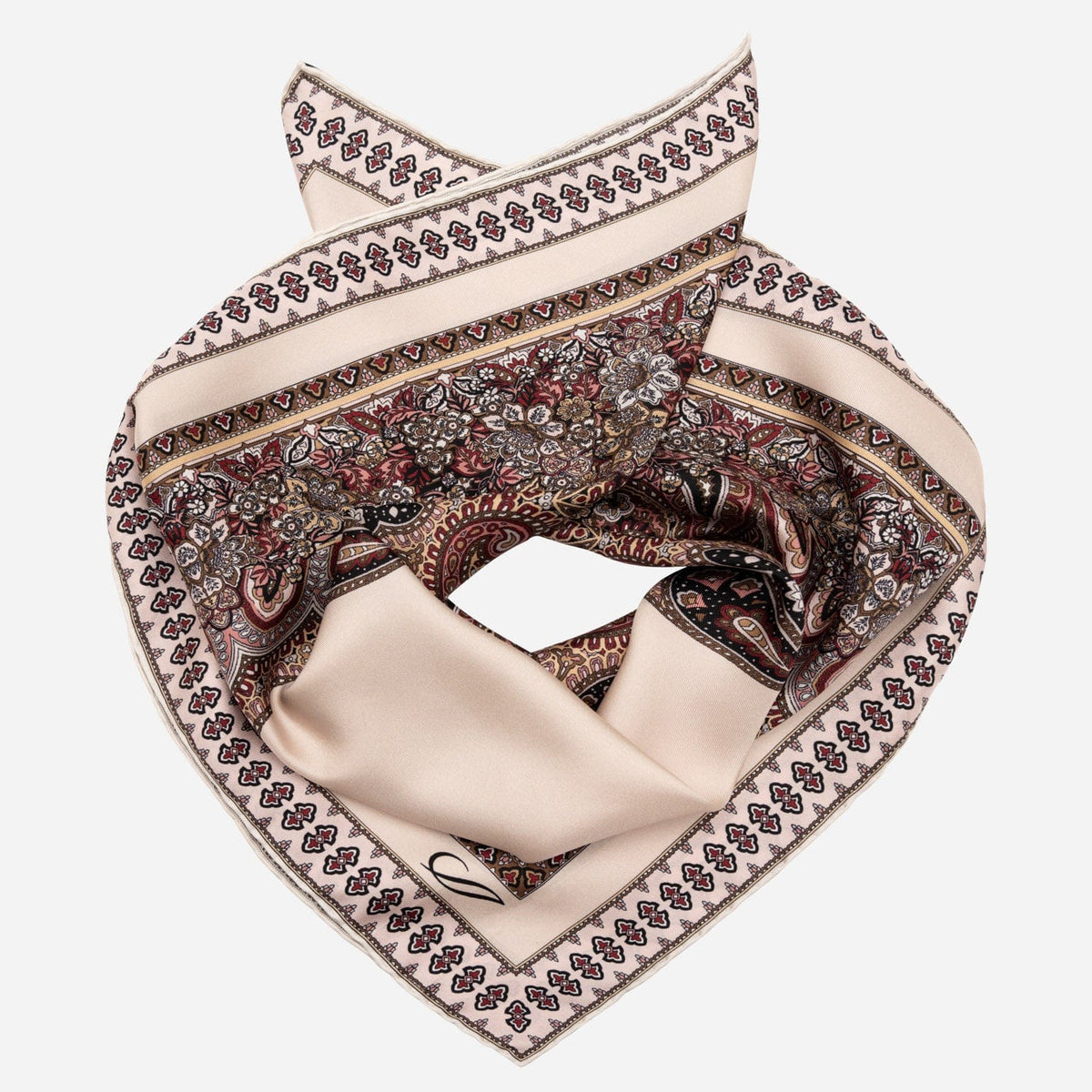 Italian Silk Neckerchief - Beige and Pink
