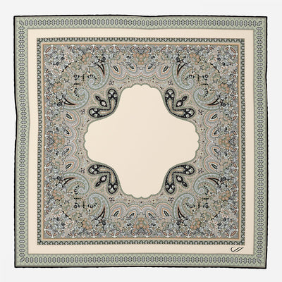 Italian Silk Neckerchief - Paisley Green