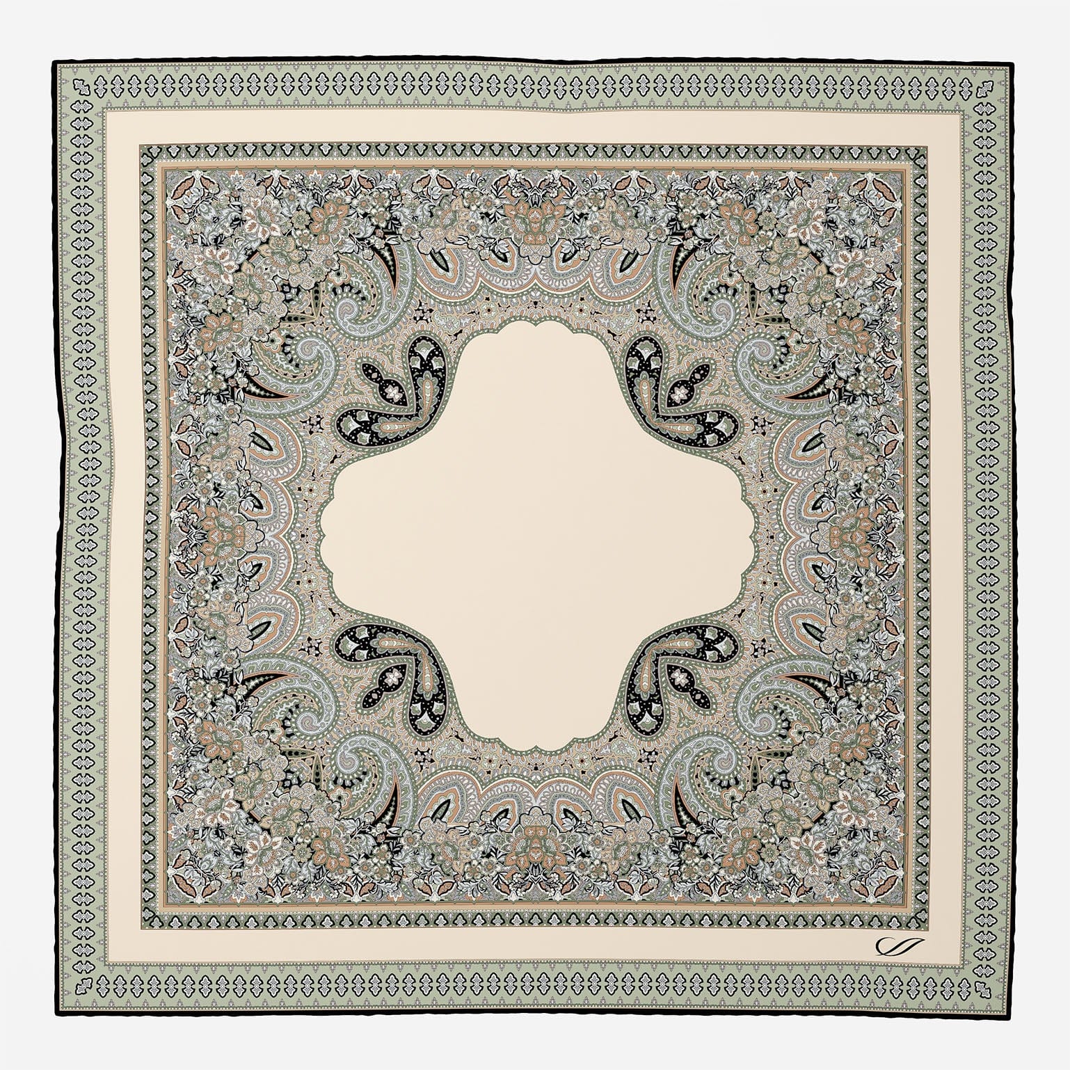 Italian Silk Neckerchief - Paisley Green