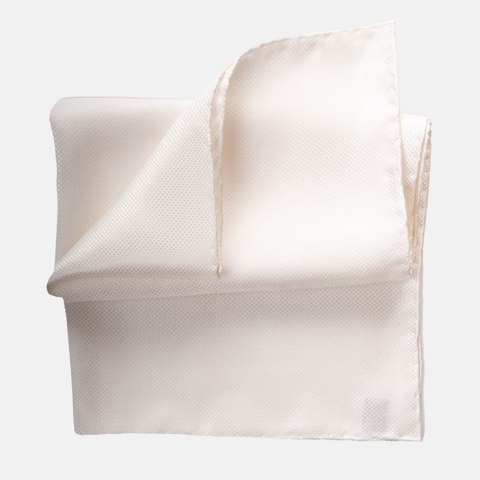 Italian White Silk Pocket Square - Hand Rolled