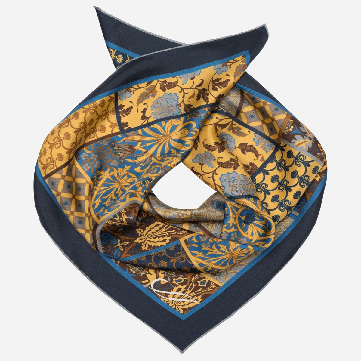 Yellow and Blue Italian Silk Neckerchief