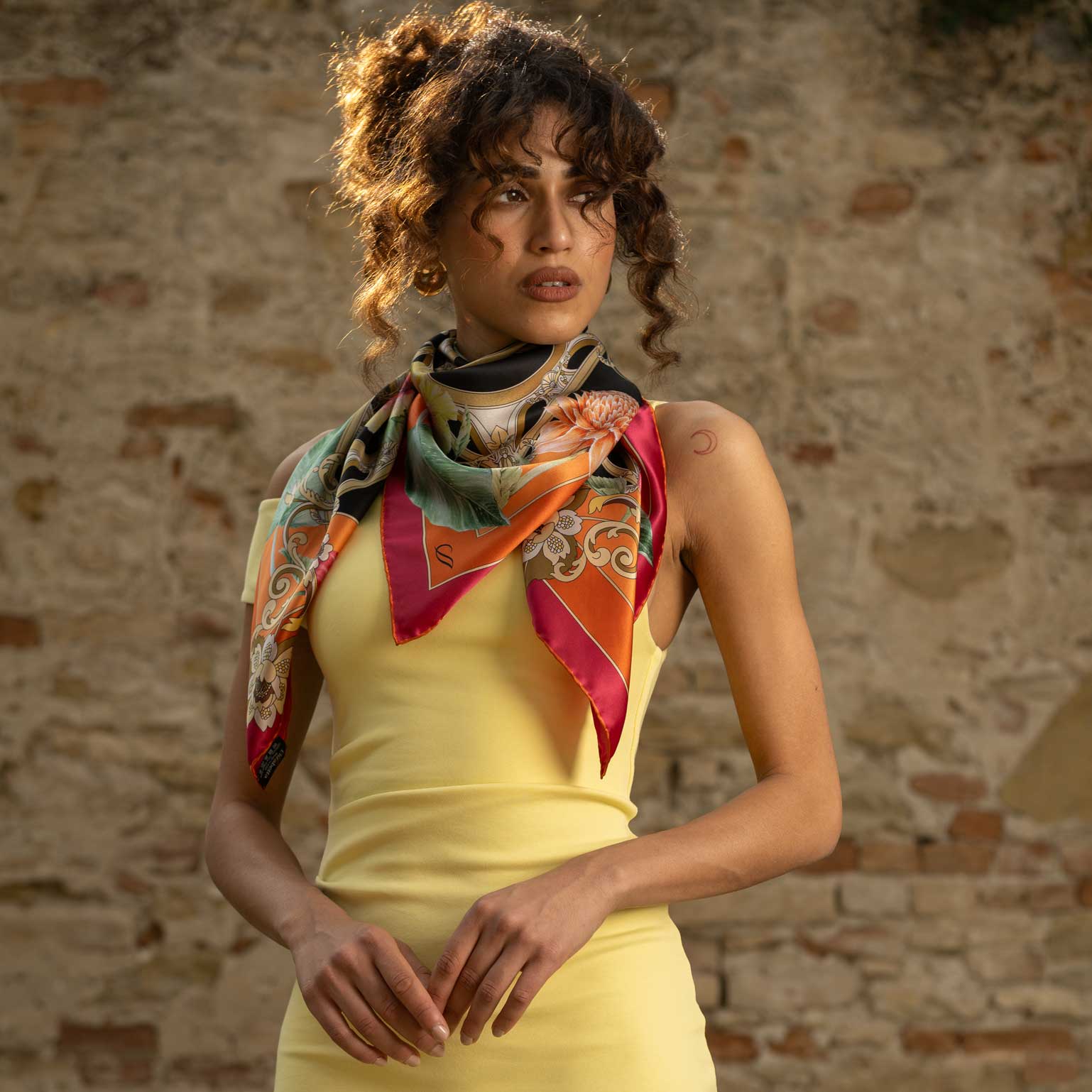 Women's Floral Silk Square Scarf