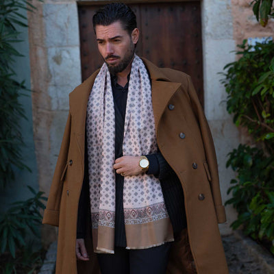 Pink silk scarf for men