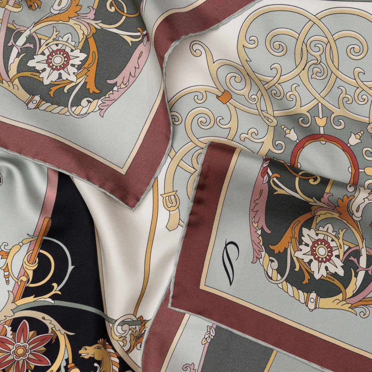 Women's Italian Green Silk Square Scarf