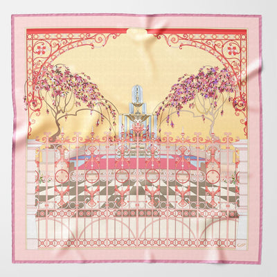 Pink Garden Design Italian Silk Square Scarf