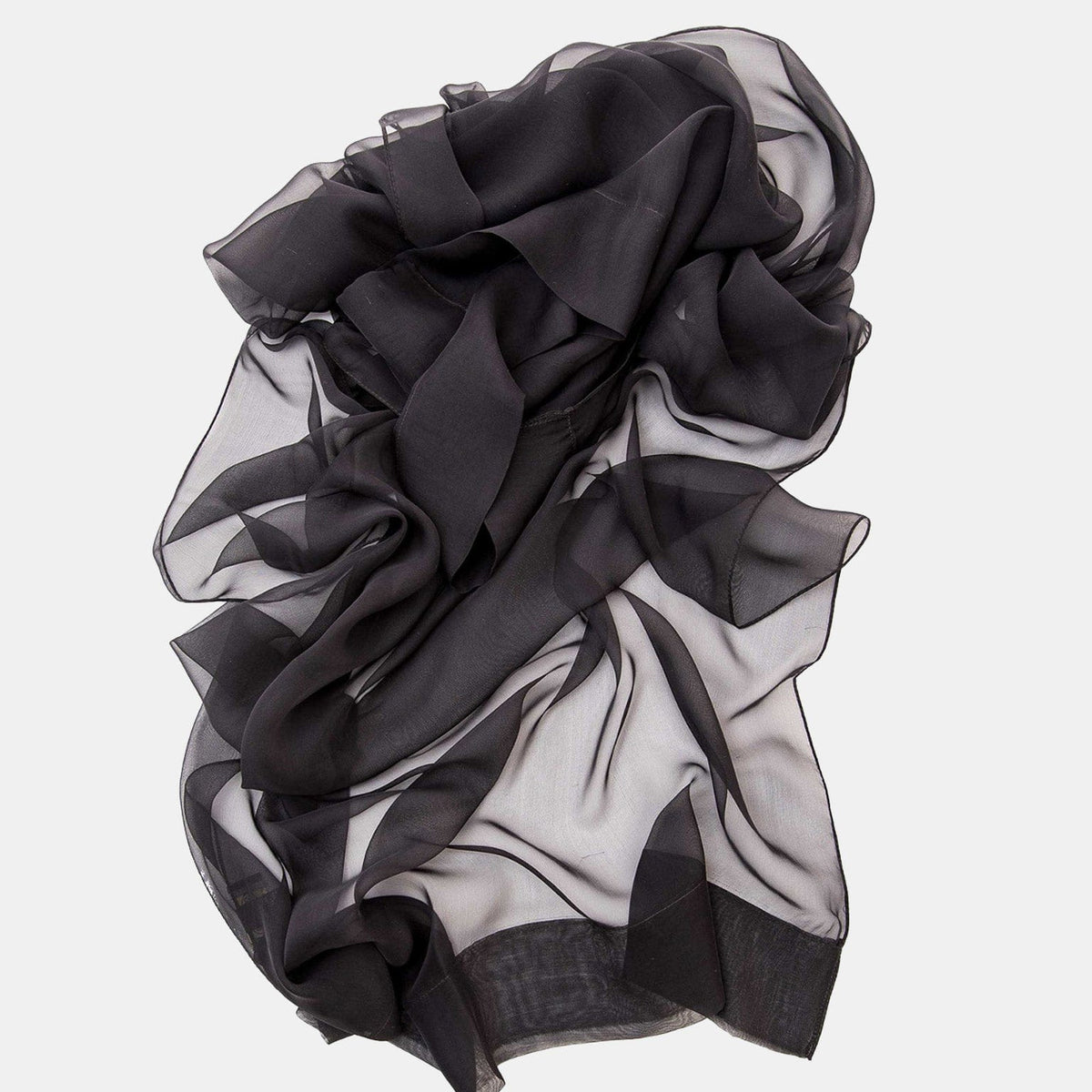 Black Large Silk Georgette Wrap Shawl