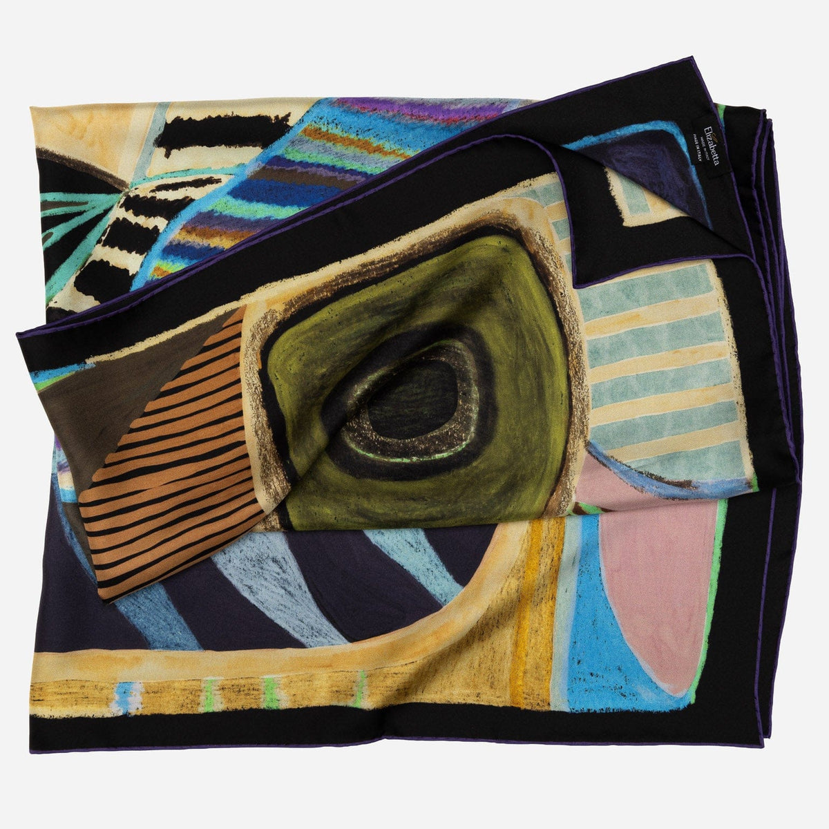 Blue and Plum Italian Silk Square Scarf