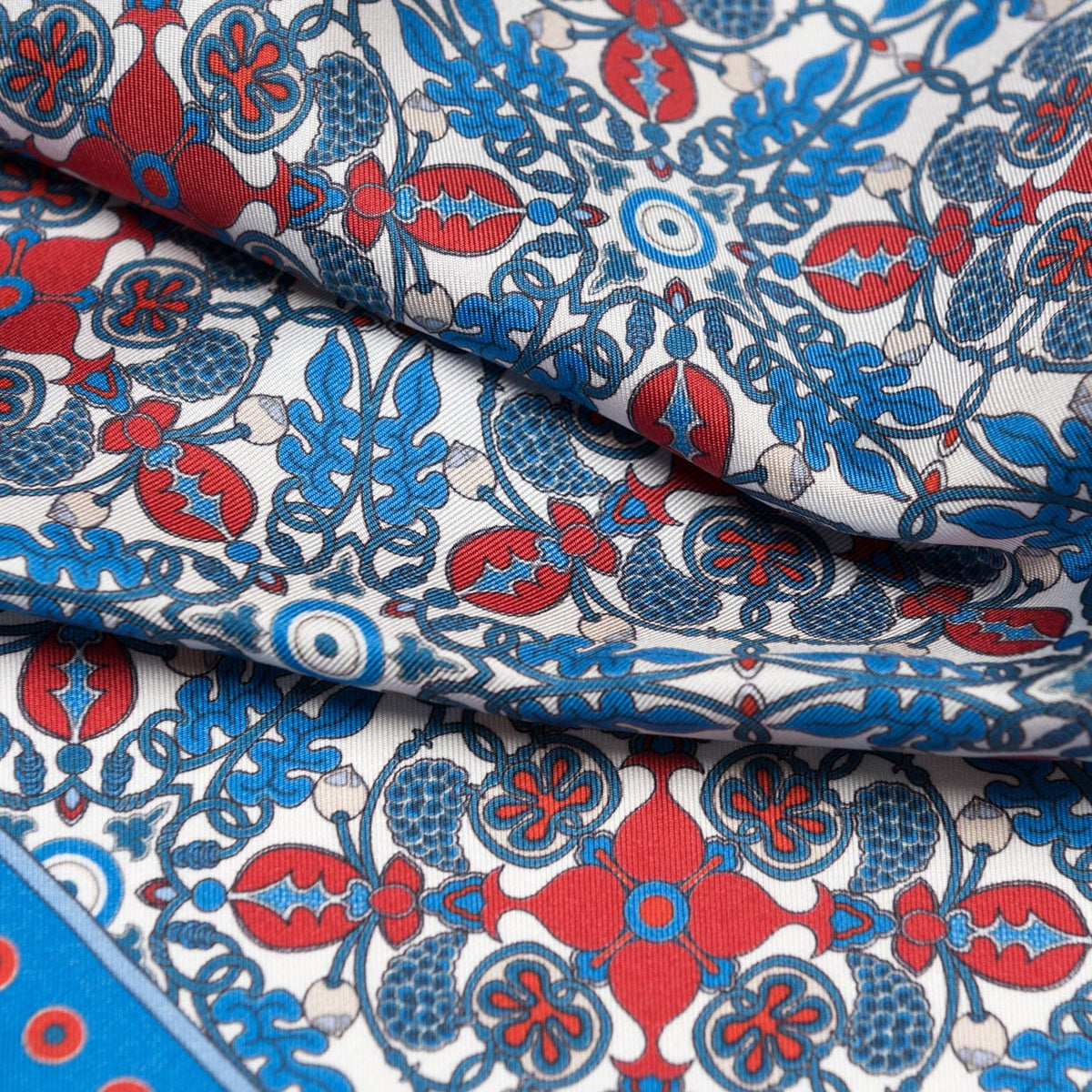 Blue and Red Silk Italian Pocket Square