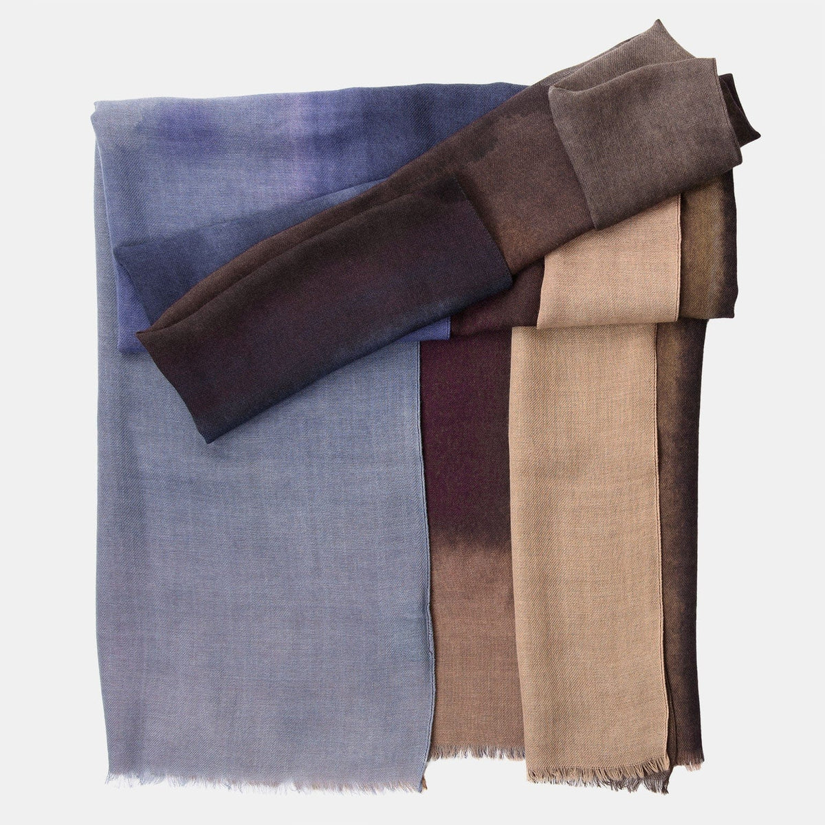 Blue and Brown Italian Wool Silk Scarf