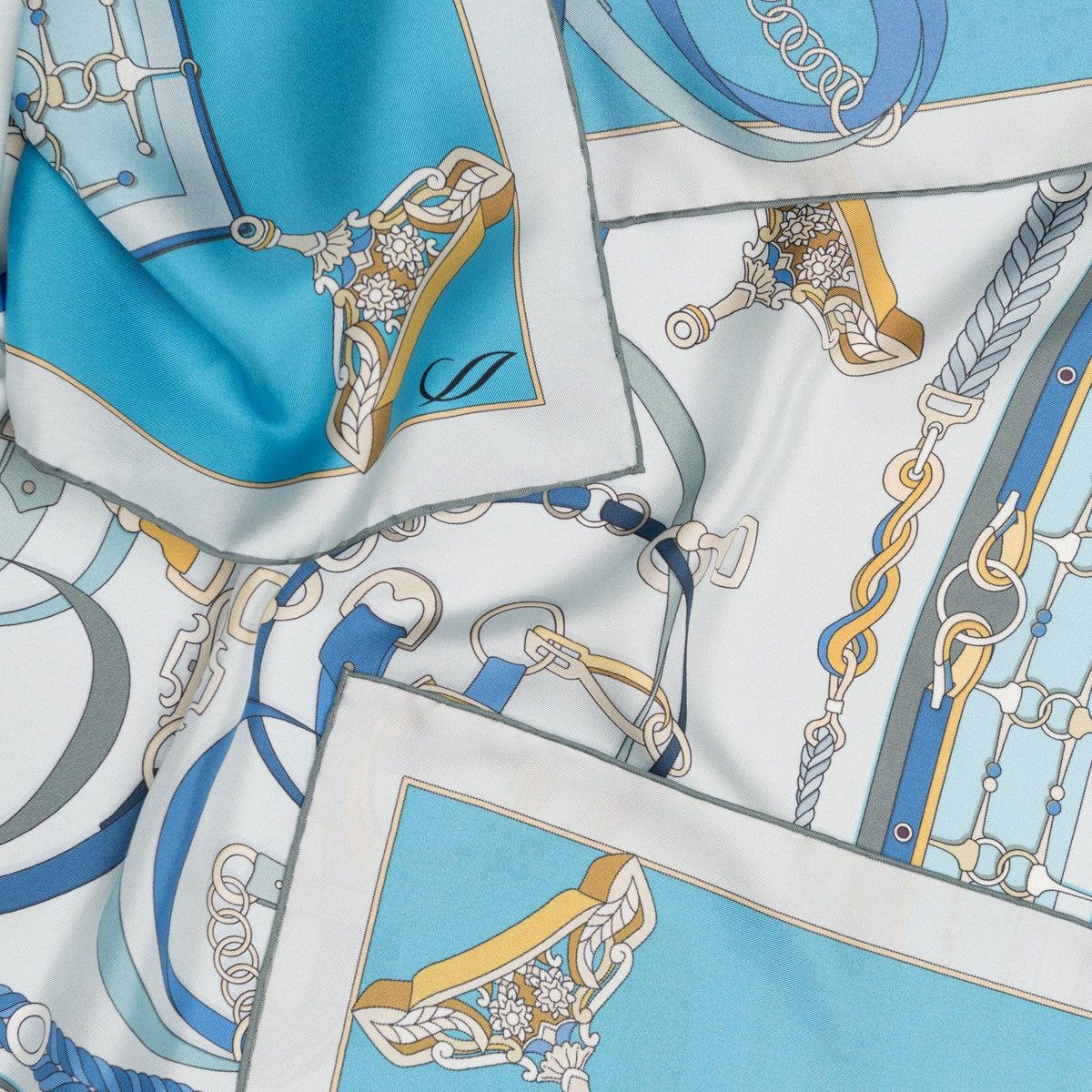 Women's Italian Silk Square Scarf - Blue