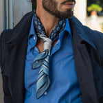 Blue Italian Designer Silk Neckerchief