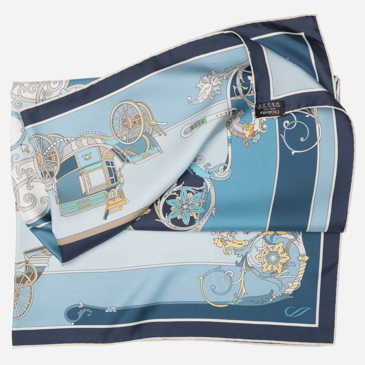 Italian Designer Blue Silk Square Scarf