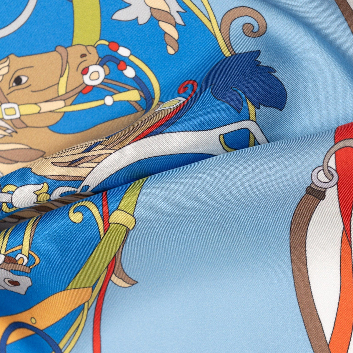 Designer Italian Silk Square Scarf - Blue