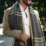 Grey Plaid 100% Italian Cashmere Scarf