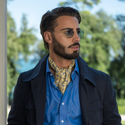 Italian Yellow Paisley Silk Ascot Tie