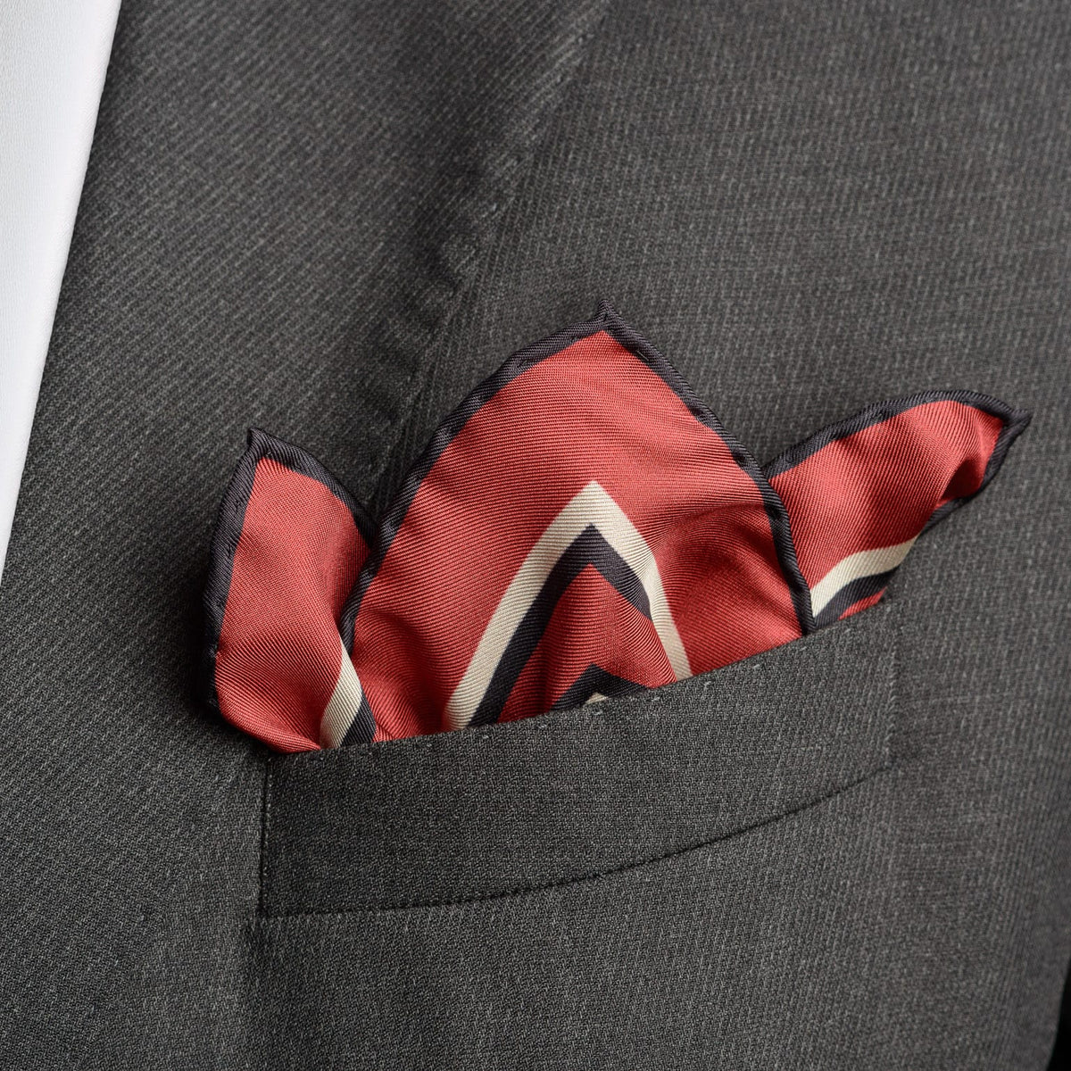 Black & Burgundy Silk Italian Pocket Square