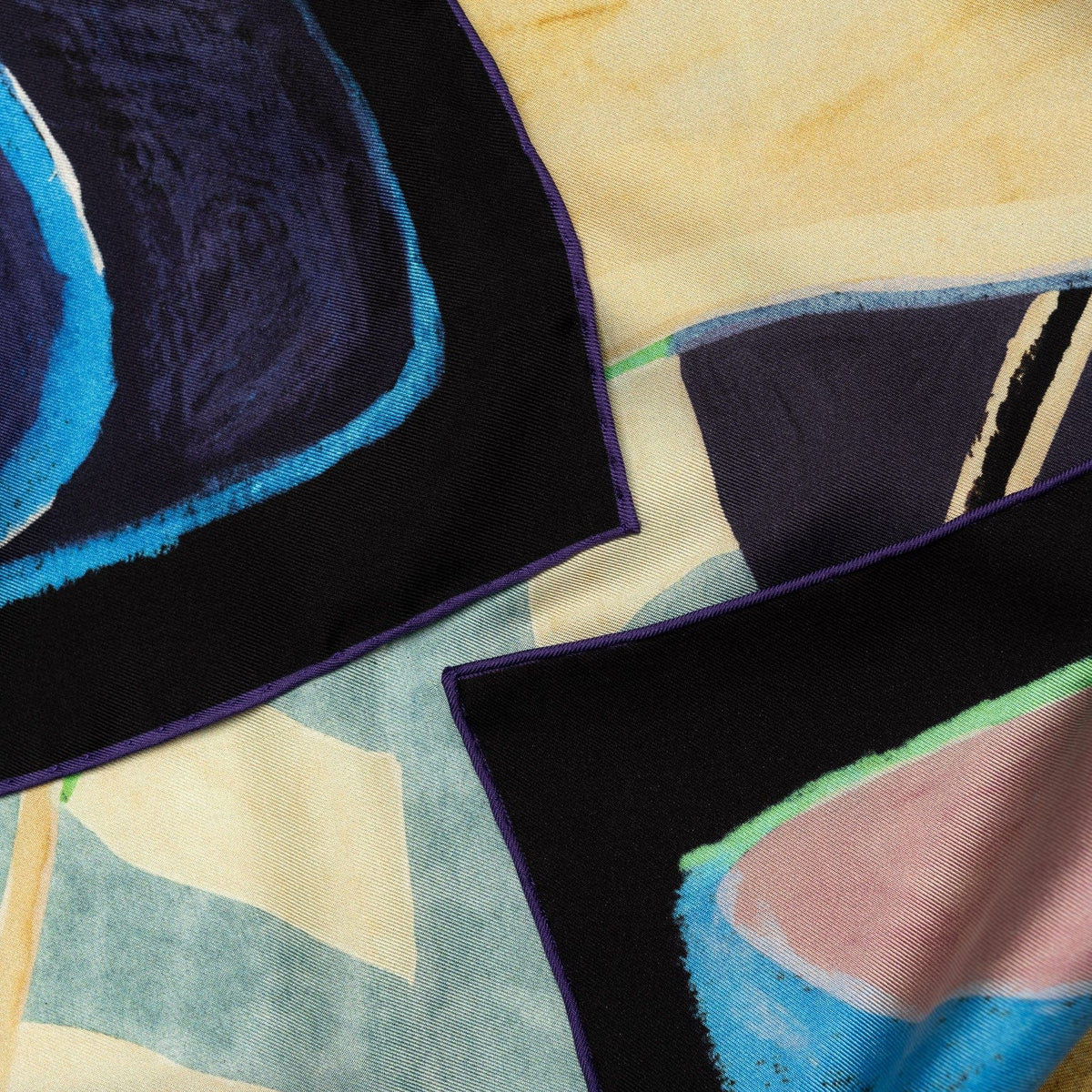 Blue and Plum Italian Silk Square Scarf