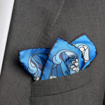 Blue Floral Italian Silk Pocket Square