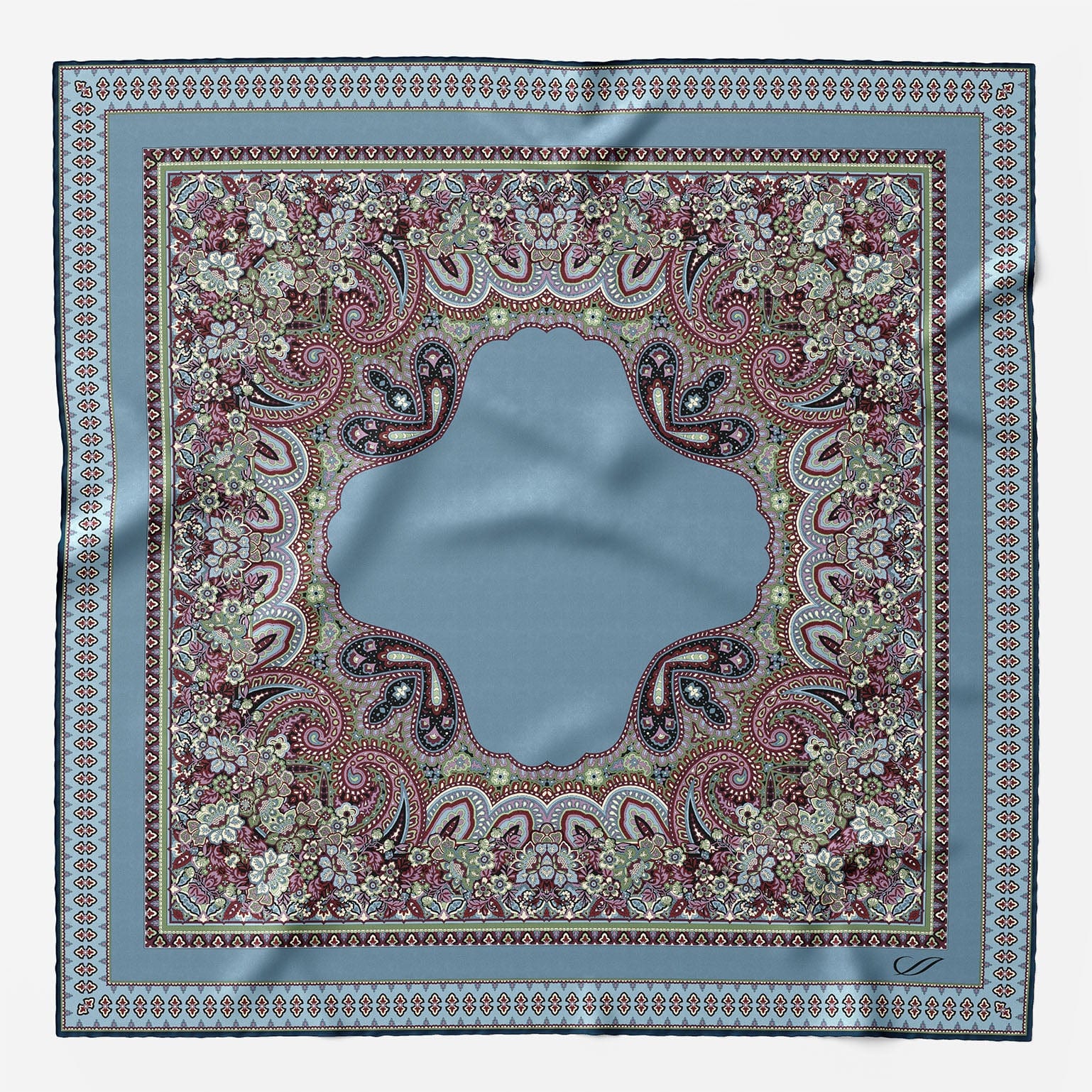 Italian Silk Neckerchief - Paisley Blue