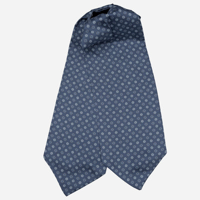 Blue Italian Designer Silk Ascot Tie