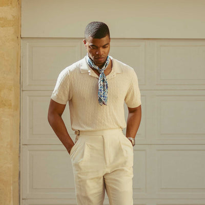 Luxury blue William Morris Vine pattern silk scarf made in Italy