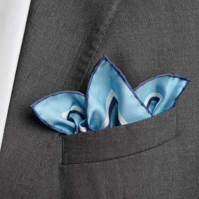 Blue Large Silk Italian Pocket Square