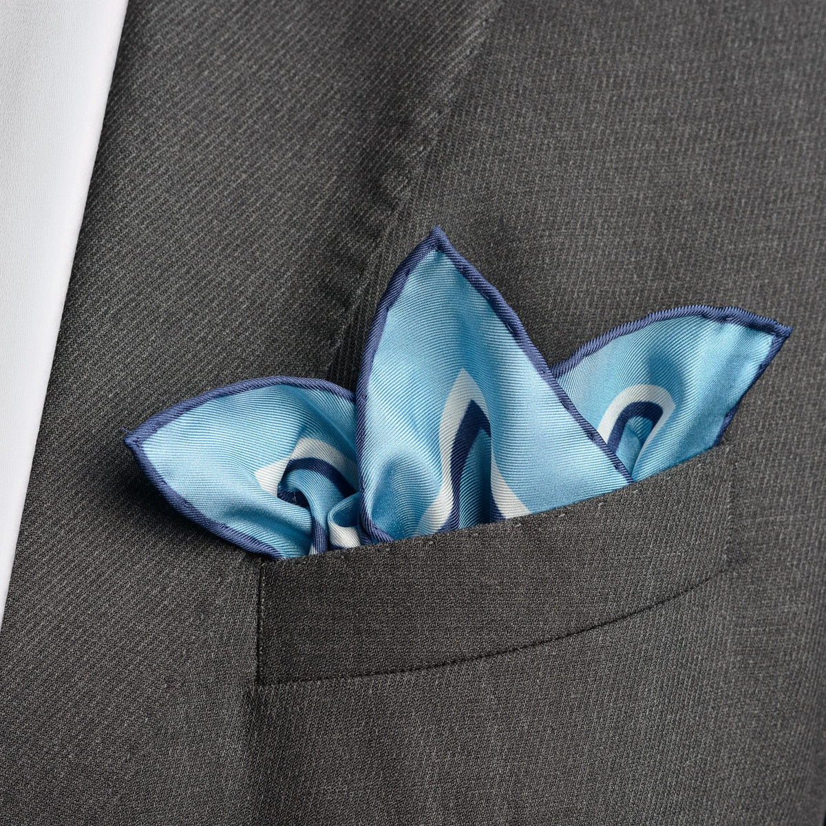 Blue Large Silk Italian Pocket Square