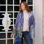 Blue Italian Designer Wool Scarf