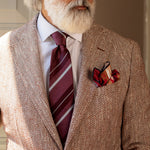 Burgundy Striped Italian Designer Silk Tie