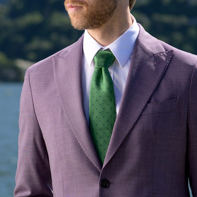 Green Italian Silk Tie - Polka Dots