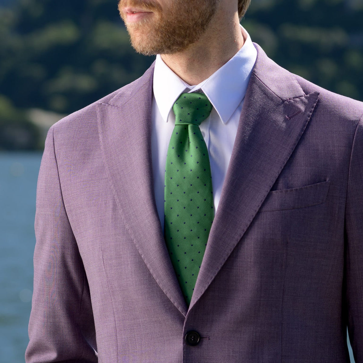 Green Italian Silk Tie - Polka Dots