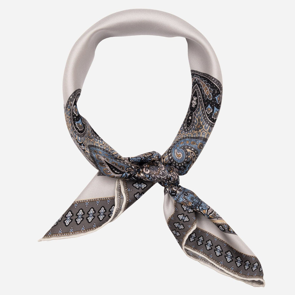 Italian Silk Neckerchief - Grey and Blue