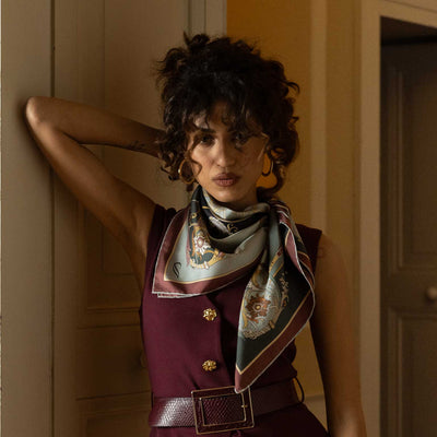 Women's Italian Green Silk Square Scarf