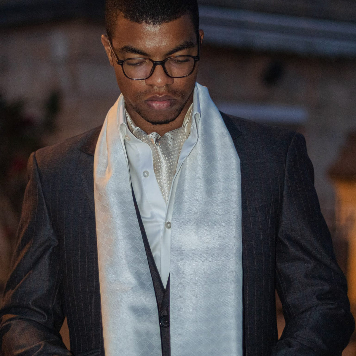 Champagne Italian Silk Ascot Tie
