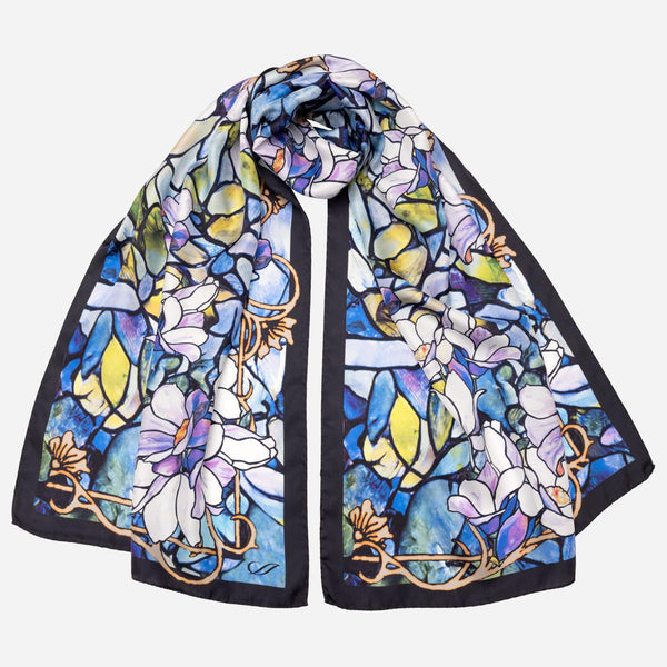 Long Silk Scarf - Lavender Tiffany Glass