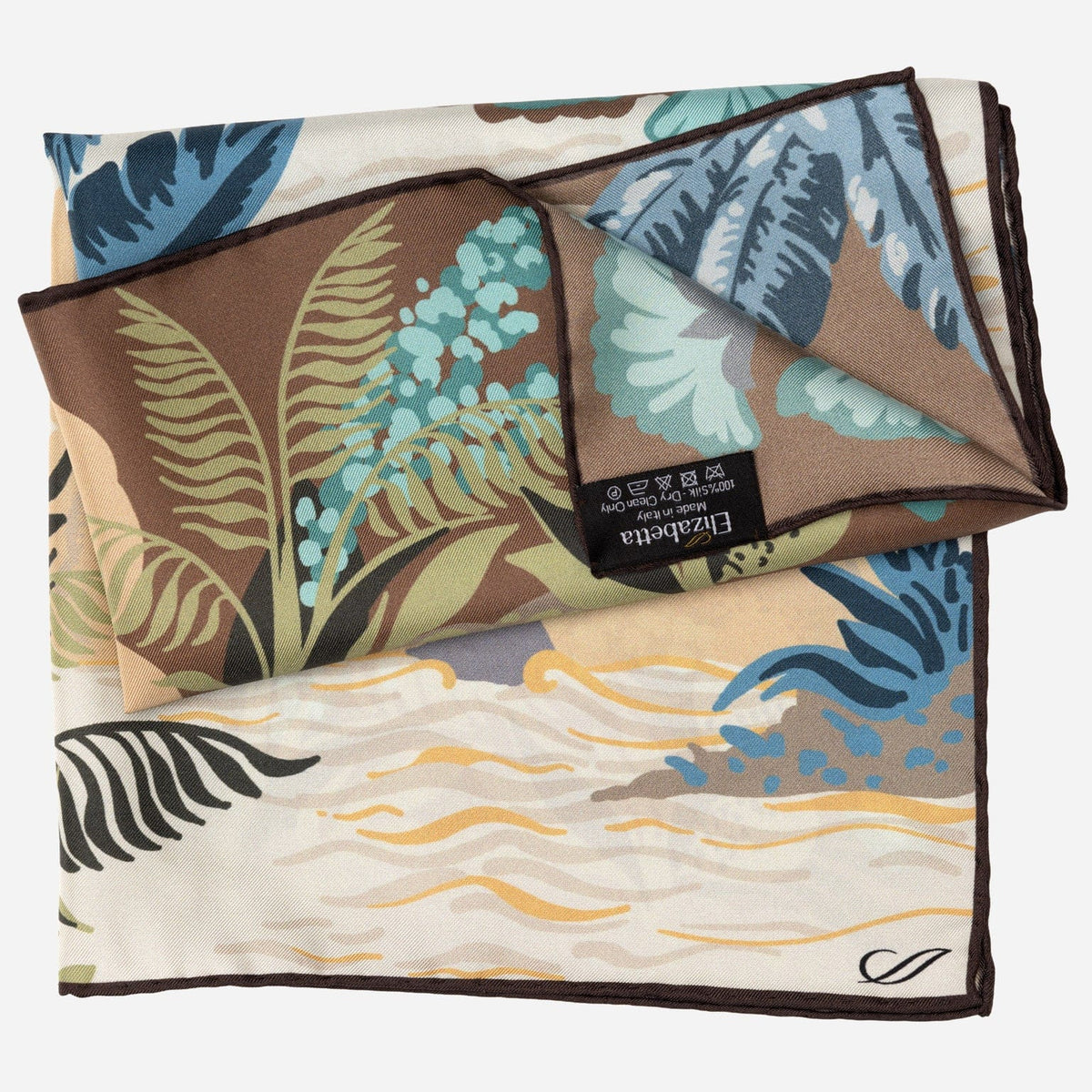 Italian Designer Aqua Silk Pocket Square