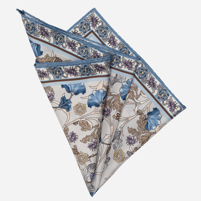Blue Floral Silk Pocket Square