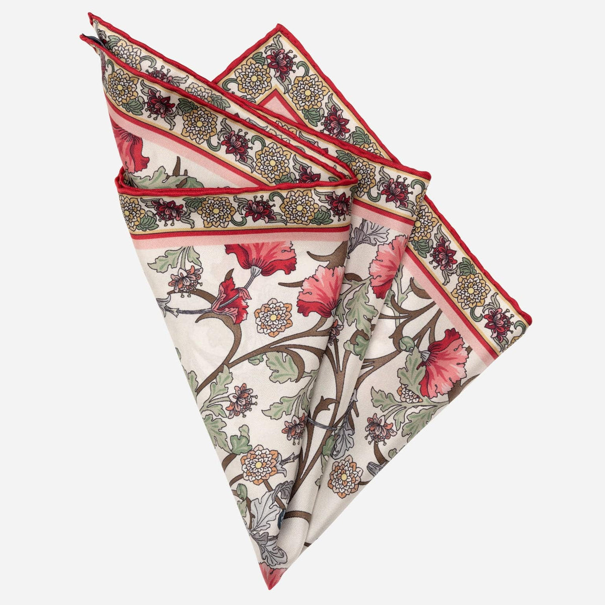 Pink Floral Italian Silk Pocket Square